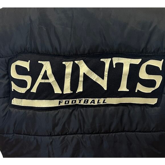 New Orleans Saints Black Puffer Vest LARGE Football Unique Quilted Tailgate - Picture 2 of 6